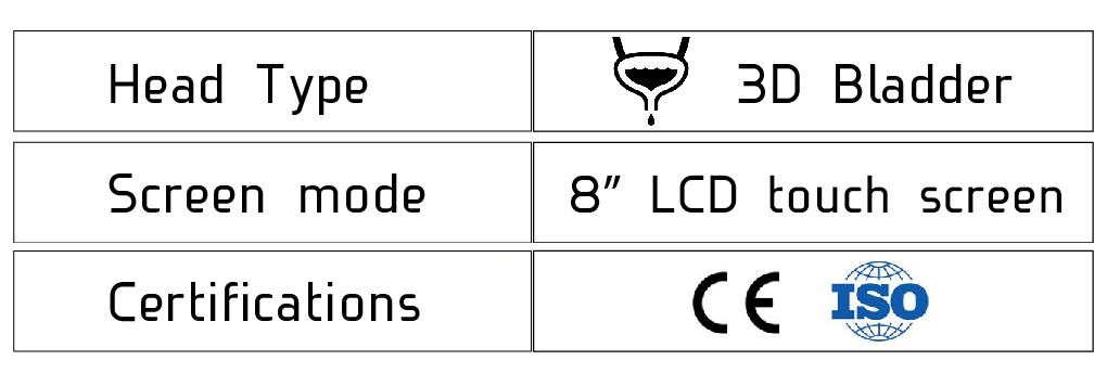Especificacions de la pantalla tàctil LCD d'escàner d'ultrasò WiFi de la bufeta 3D